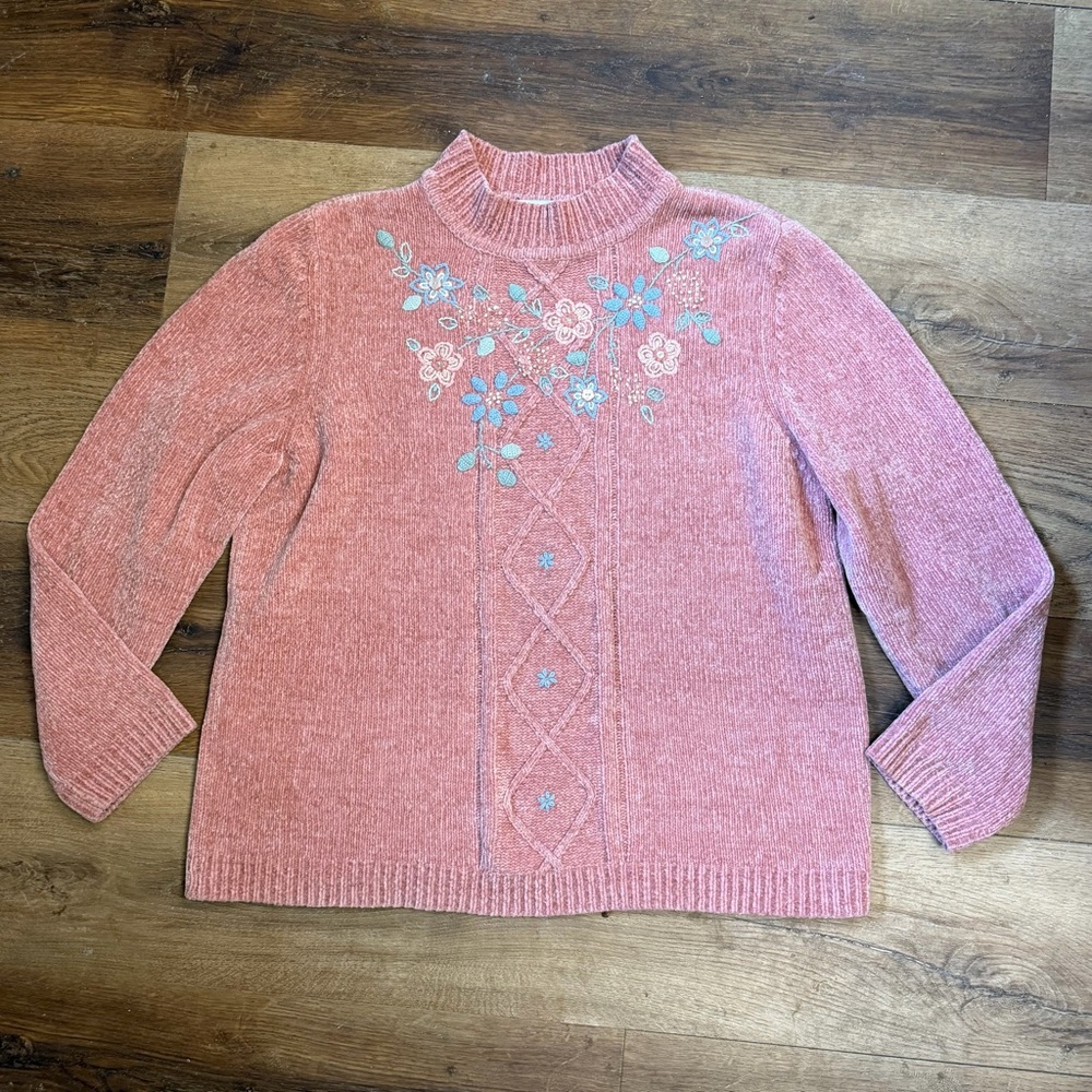 Vintage Y2K Embroidered Sweater Y2K Sweater Beaded Sweater Floral Embroidered